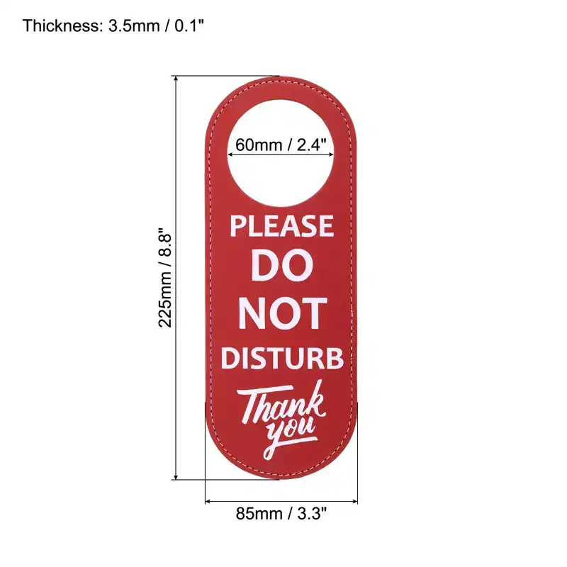 Unique Bargains PU Leather Waterproof Double-Side Office Home Door Hanger Sign