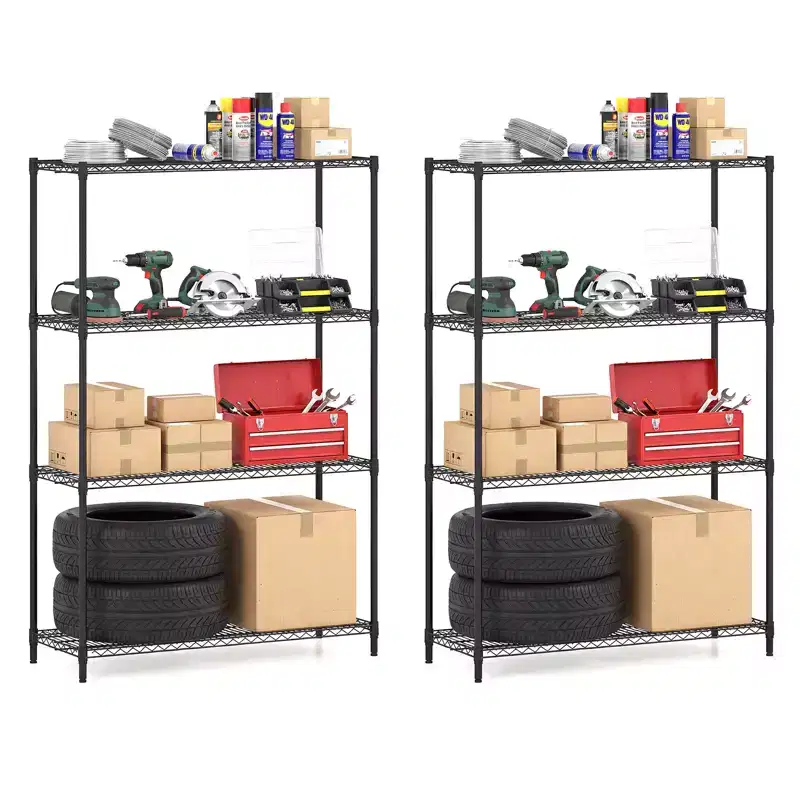 Gymax 2 PCS 4-Tier Heavy-Duty Adjustable Utility Shelf w/ V-Shaped Wire Rack