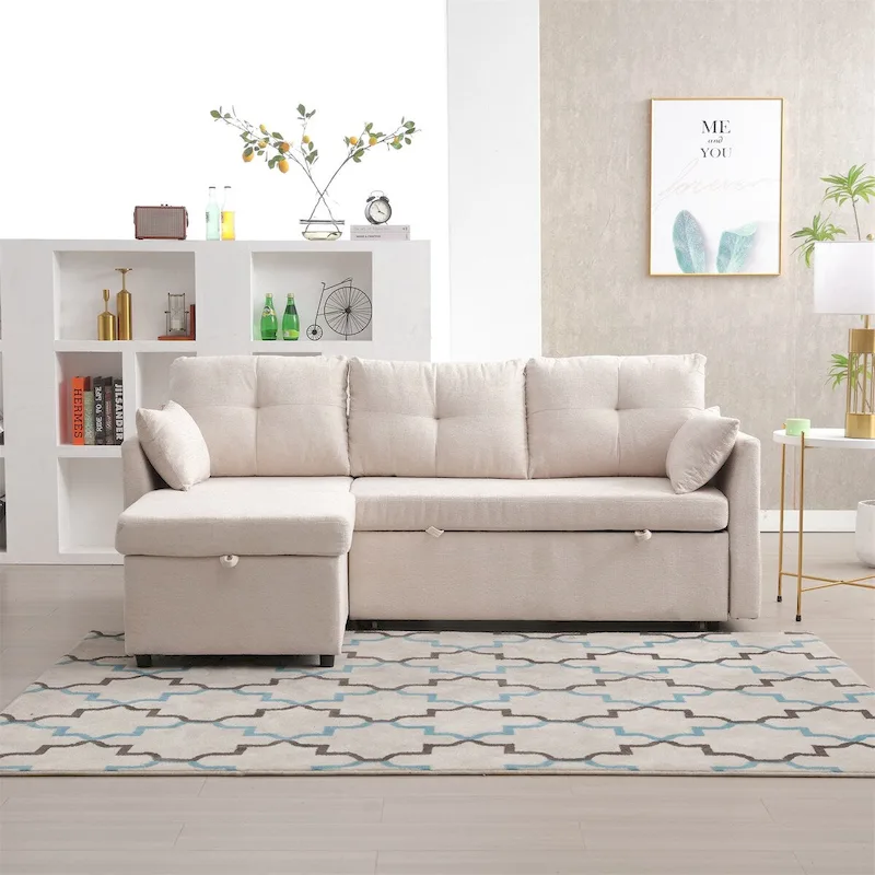 L-Shaped Modular Sectional Sofa with Reversible Chaise and Storage