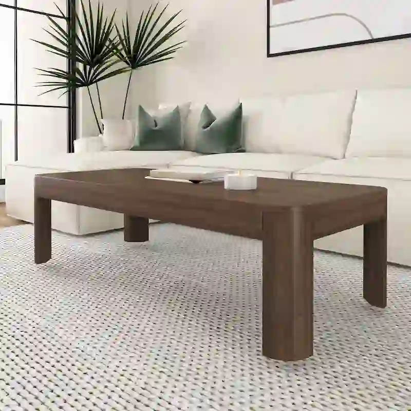 Plank and Beam Contour Curved Rectangular Coffee Table - 54