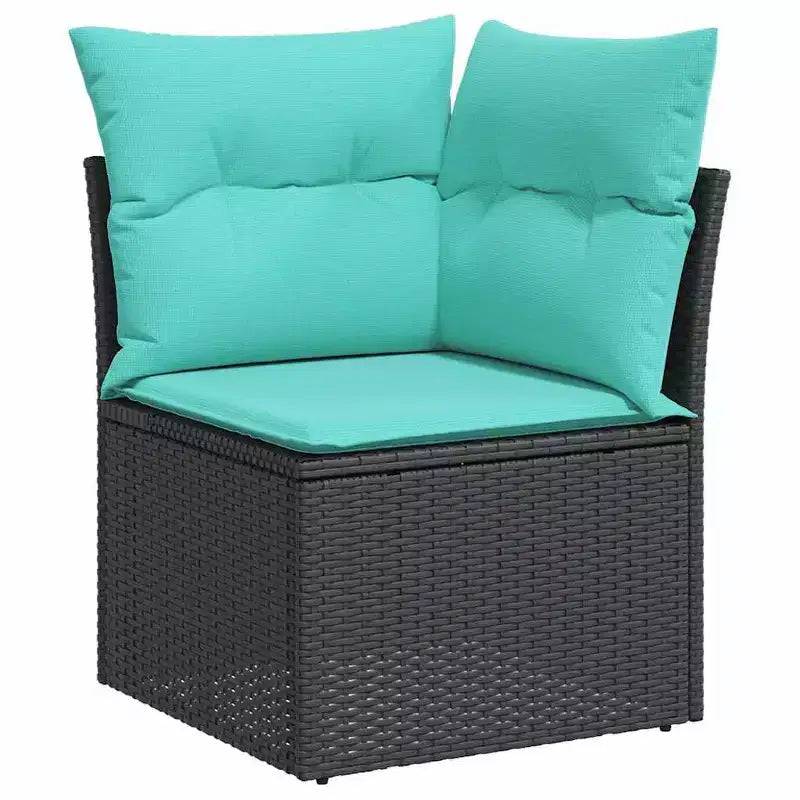 vidaXL Patio Sofa Set Black, Blue PE Rattan, Powder-Coated Steel Large
