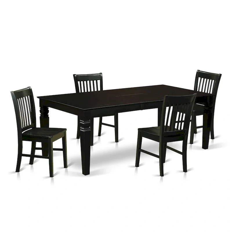 East West Furniture Kitchen Table Set- a Rectangle Dining Room Table and Dining Chairs, Black (Pieces Options)