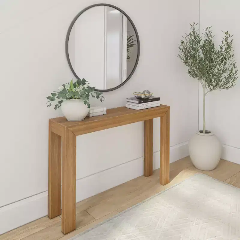 Plank+Beam 46 Modern Solid Wood Console Table, Narrow Entryway Table, Behind The Couch