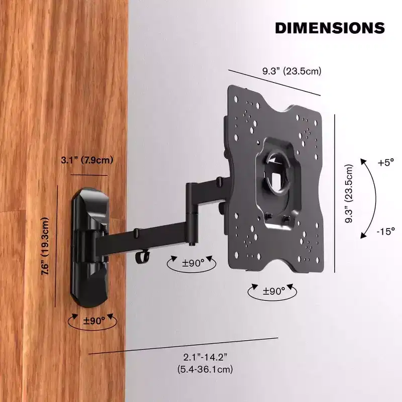 Promounts Full Motion TV Wall Mount for TVs 17 - 42 Up to 44 lbs