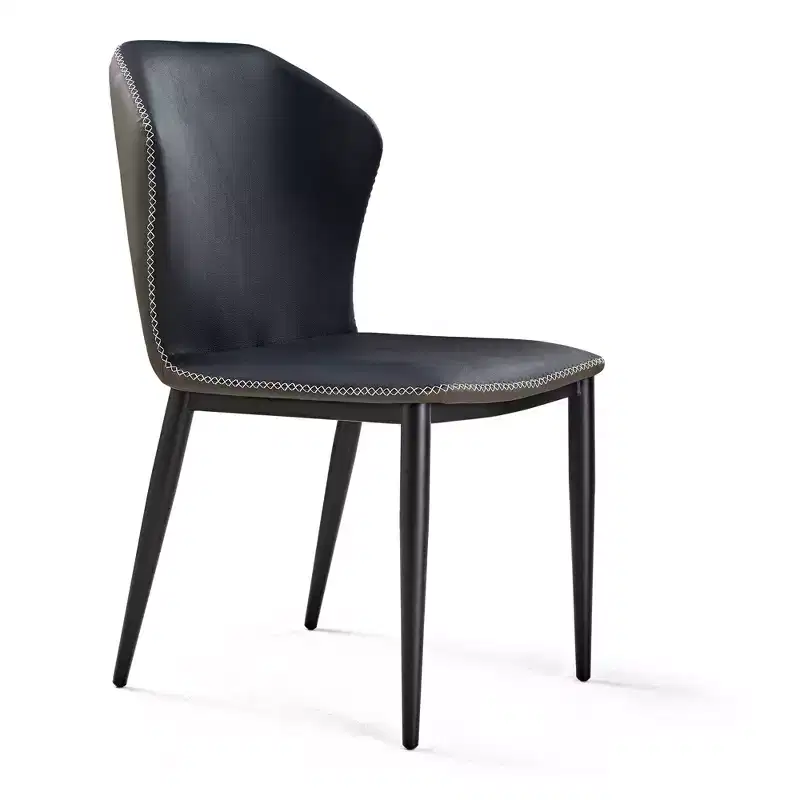 Minimalist Matte Pu Leather Dining Chairs Set of 2,Blue,17.9D x 21.3W x 33.9H