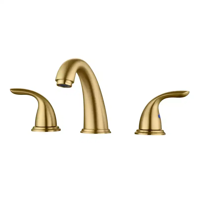 Sumerain 2 Handle Widespread Bathroom Faucet, Stainless Steel 3 Hole Vanity Faucet, Brushed Gold