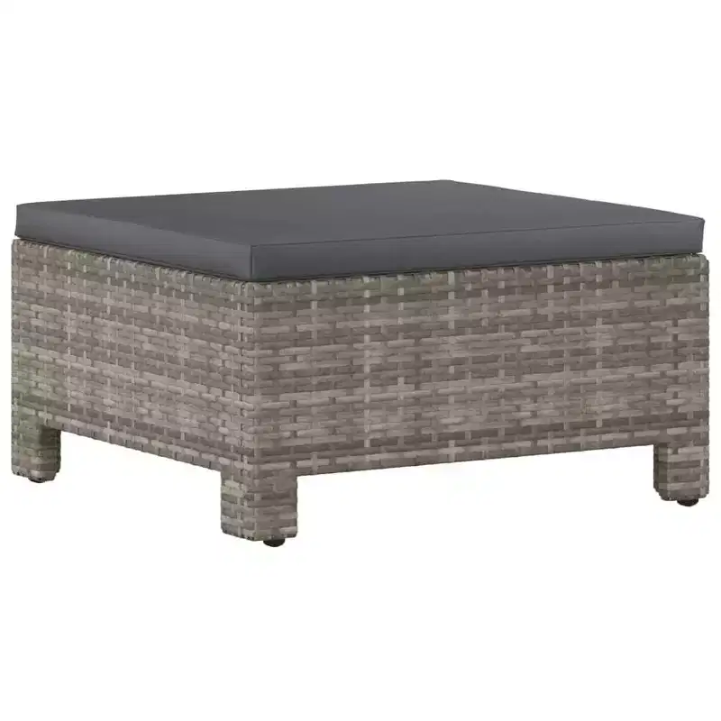 vidaXL Footrest Grey Poly rattan, Powder-Coated Steel