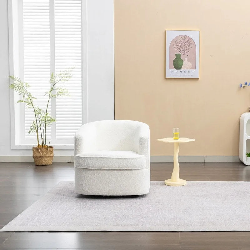 SEYNAR Modern Boucle Upholstered 360 Degree Swivel Accent Club Chair