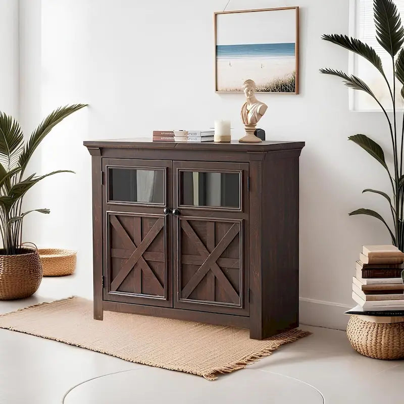 Roomfitters 2 Doors Cabinet Large Buffet Sideboard Cabinet, Bar Wine Cabinet, Coffee Bar Wine Bar Storage Cabinet