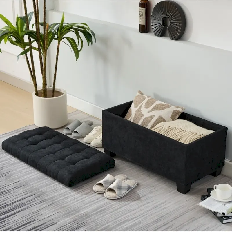 Storage Ottoman Bench, Foot Rest with Legs, 16 x 30 x 16.1 Inches, End of Bed Bench, Storage Chest, Load up to 660 lb