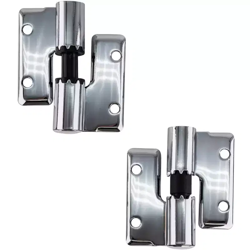 Brixwell 91-28 Round Barrel Gravity Hinge Set rH-Out/lH-In Chrome Plated 8 One Way Screws / Barrel Nuts