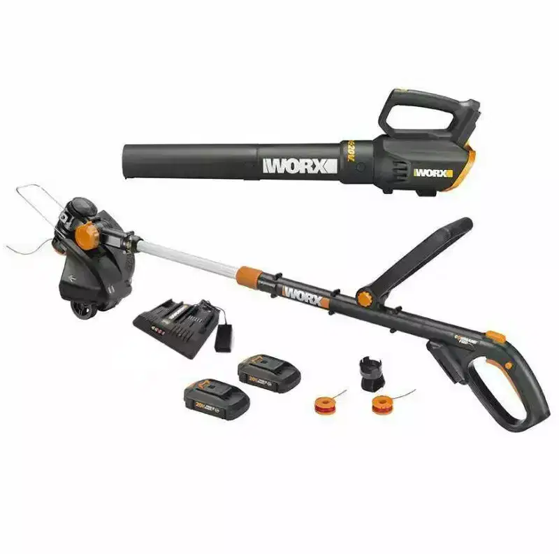 Worx WG930.2 20V Power Share GT Revolution 12 Cordless String Trimmer & Turbine Leaf Blower Combo Kit