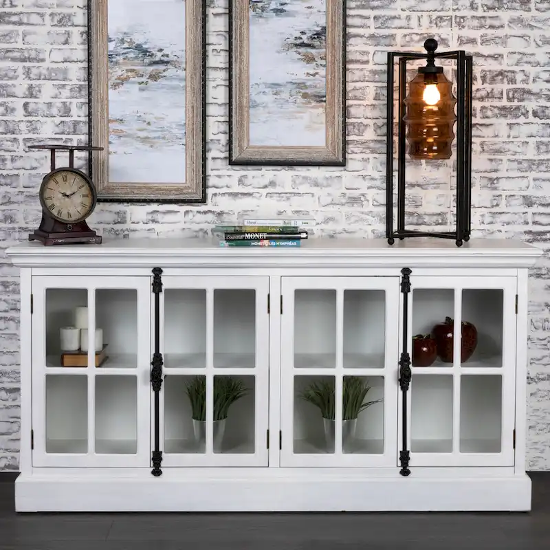 White Oak 4 Door Media Console - 72 x 17 x 36