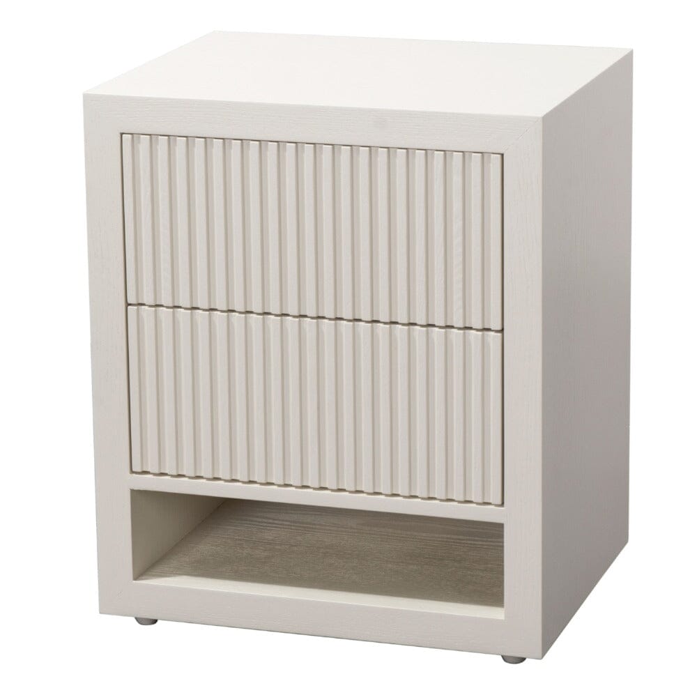 White Ribbed Bedside Table