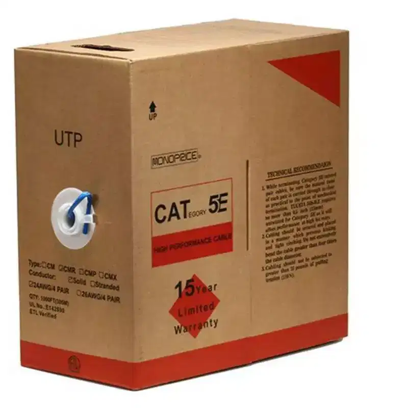 Monoprice Cat5e Ethernet Bulk Cable - 1000 Feet - White | Network Internet Cord - Solid, 350Mhz, CMR, Riser Rated, Pure Bare Copper Wire, 24AWG, No