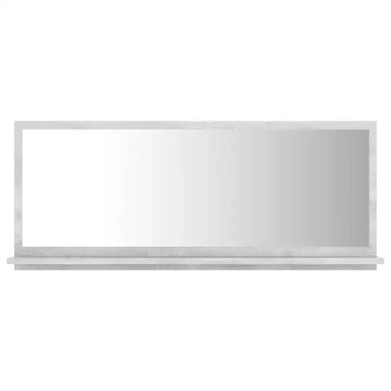vidaXL Bathroom Wall Mirror with Shelf, 35.4x4.1x14.6, Modern Design, Durable Engineered Wood & Acrylic, Practical Storage, Concrete Gray Finish