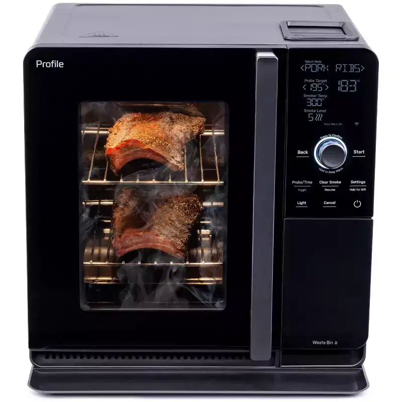 GE Profile Smart Indoor Pellet Smoker Black P9SBAAS6VBB: Electric Portable Indoor Grill, Galvanized Steel, 120W, No Assembly Required