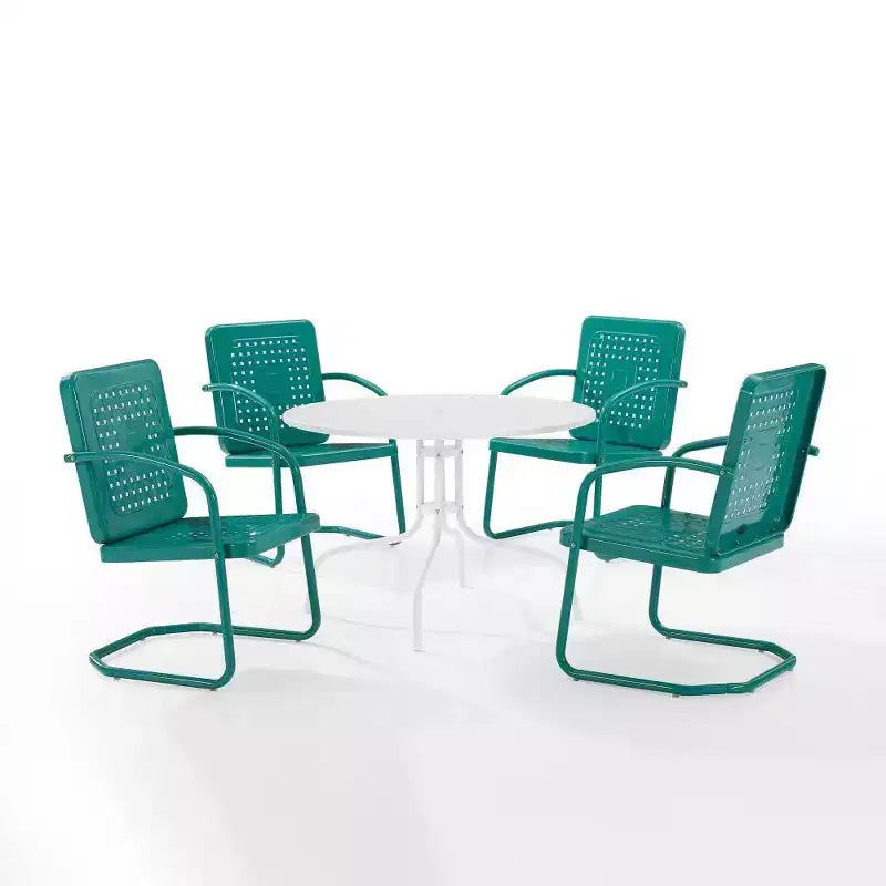 HomeStock Bates 5Pc Outdoor Metal Dining Set with Dining Table & 4 Armchairs