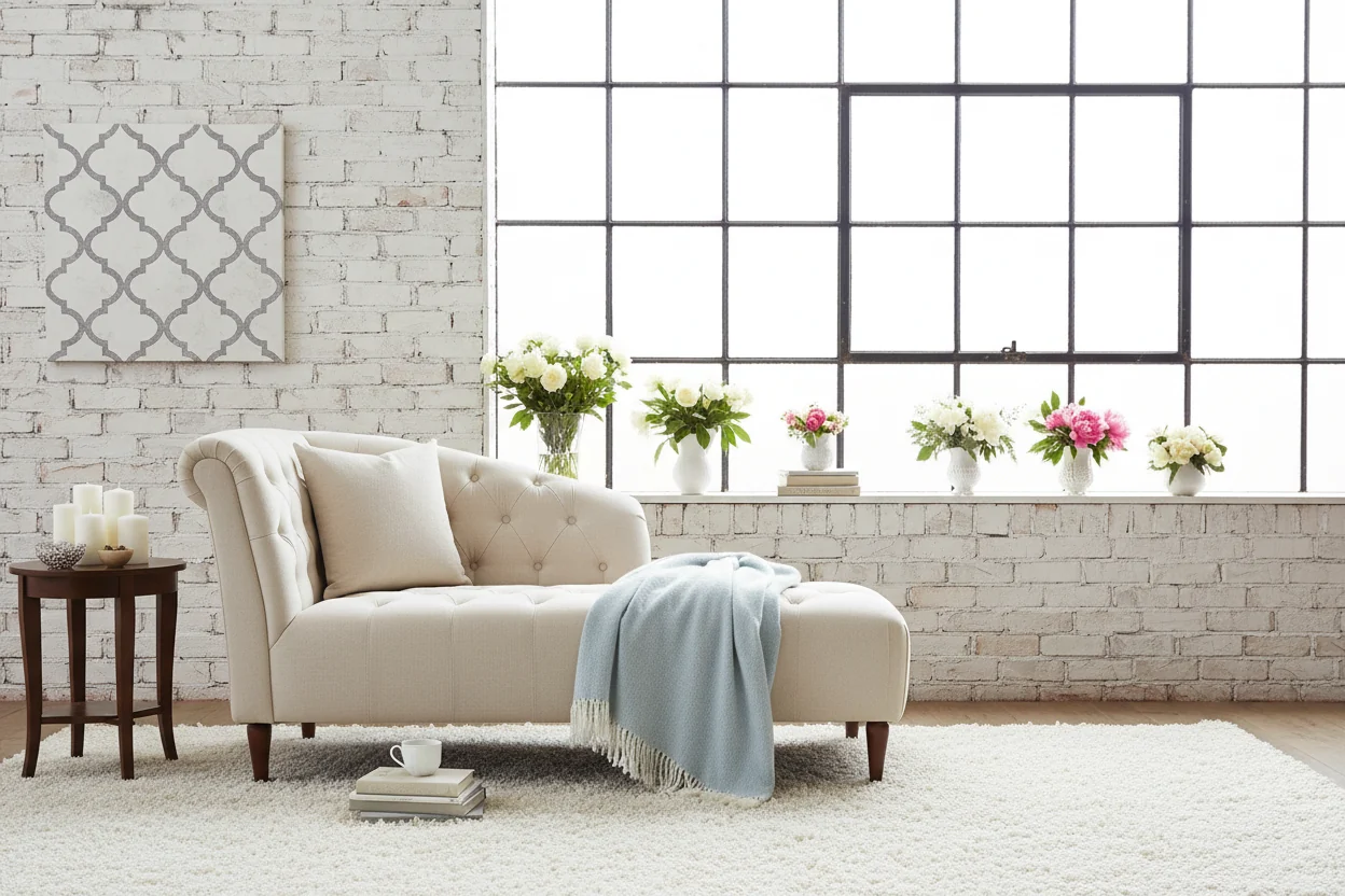 Storage Chaise �C Tufted Linen Upholstered Lounge with Hidden Storage