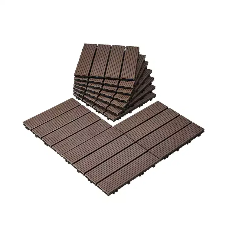 VEVOR Interlocking Deck Tiles Plastic Wood, 10 Pack,12x12 10 sq. ft Waterproof Outdoor Flooring All Weather Use,Patio Floor Decking Covering Tiles