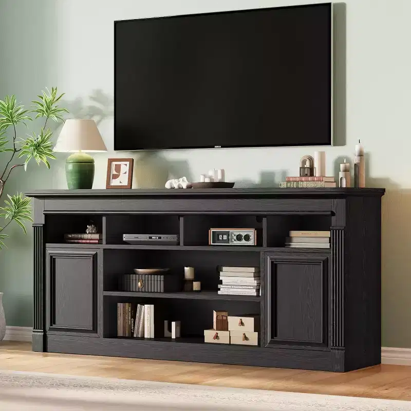 COZONY 67 in Farmhouse TV Stand for TVs up to 75, Entertainment Center with Storage Cabinets & Adjustable Shelves