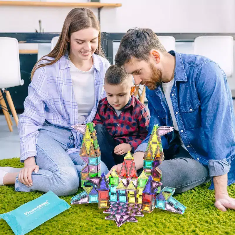 PICASSO-TILES 65PCS Nano Magnetic Tile Travel Size Mini Portable Building Blocks Playset with Storage Bag, STEM Educational Toy for Kids Age 3+