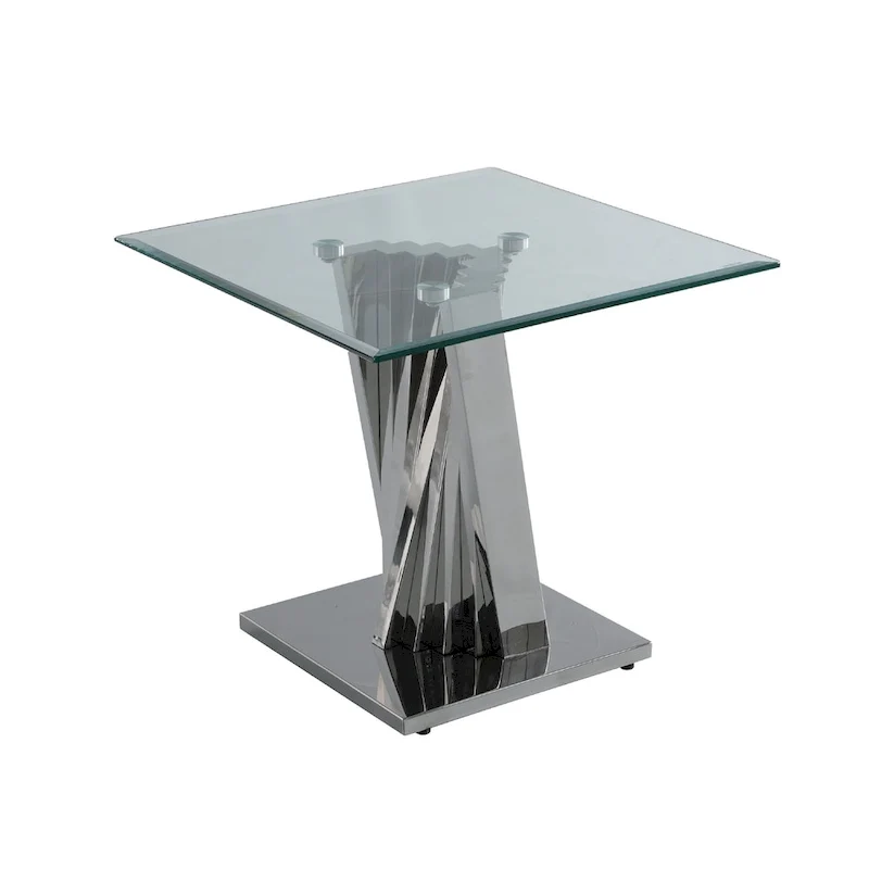 Modern Glass End Table w/ Spiral Base - End Table