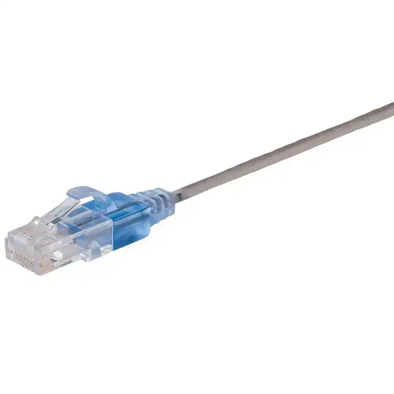 Monoprice SlimRun Cat6A Ethernet Patch Cable - Network Internet Cord - RJ45, Stranded, UTP, Pure Bare Copper Wire, 30AWG, 6in, Gray, 10-Pack