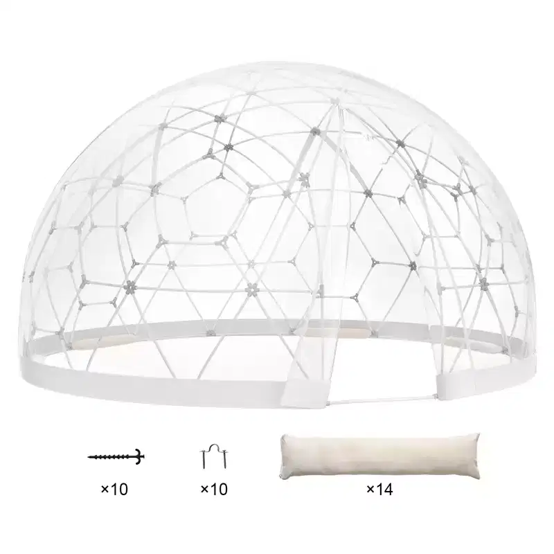 VEVOR Garden Tent House, 12 FT Dome Tent, with PVC Transparent Cover and Window for Patio, Dining Backyard, Party