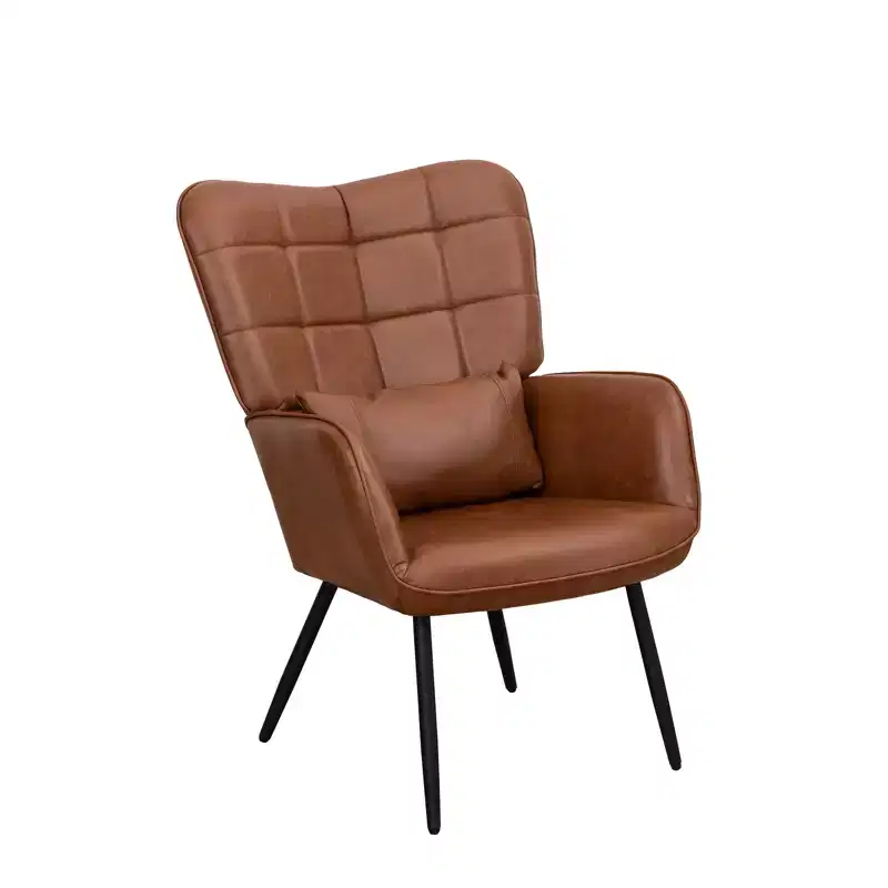 White High-Back Bonded Leather Chair, Metal Legs, for Home & Office