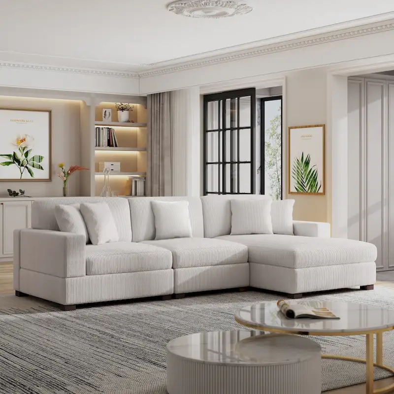 Oversized L-Shape Modular Sectional Sofa Set Upholstered Sofa Couch