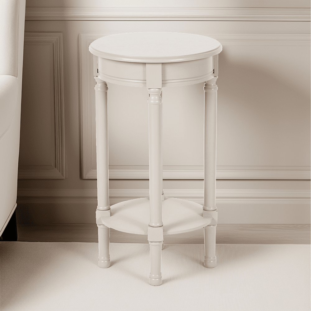 Putty Round Pine Side Table