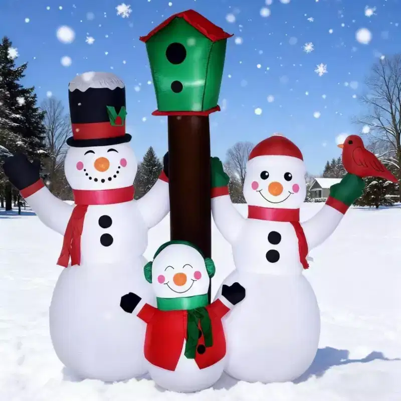 NAYSAYE 7FT Christmas Inflatable Snowman Family with Bird and Birdhouse Holiday Decoration for Yard Outdoor Display, White, 86.5*35.5*82.8