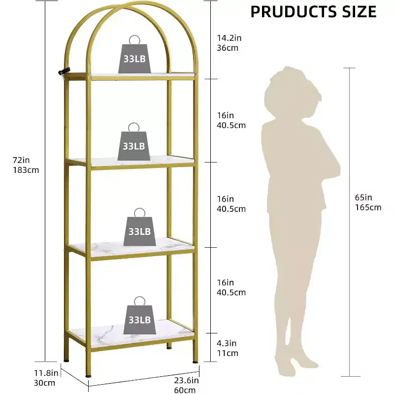 4-Tier Arched Bookshelf - 63