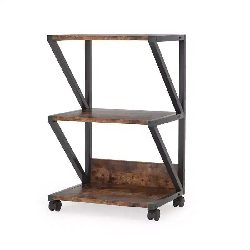 3-Tier Rolling Cart on Wheels �C Industrial Storage Shelf, Particle Board