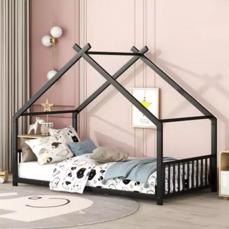 Twin-Size Metal Framed House Shaped Bed
