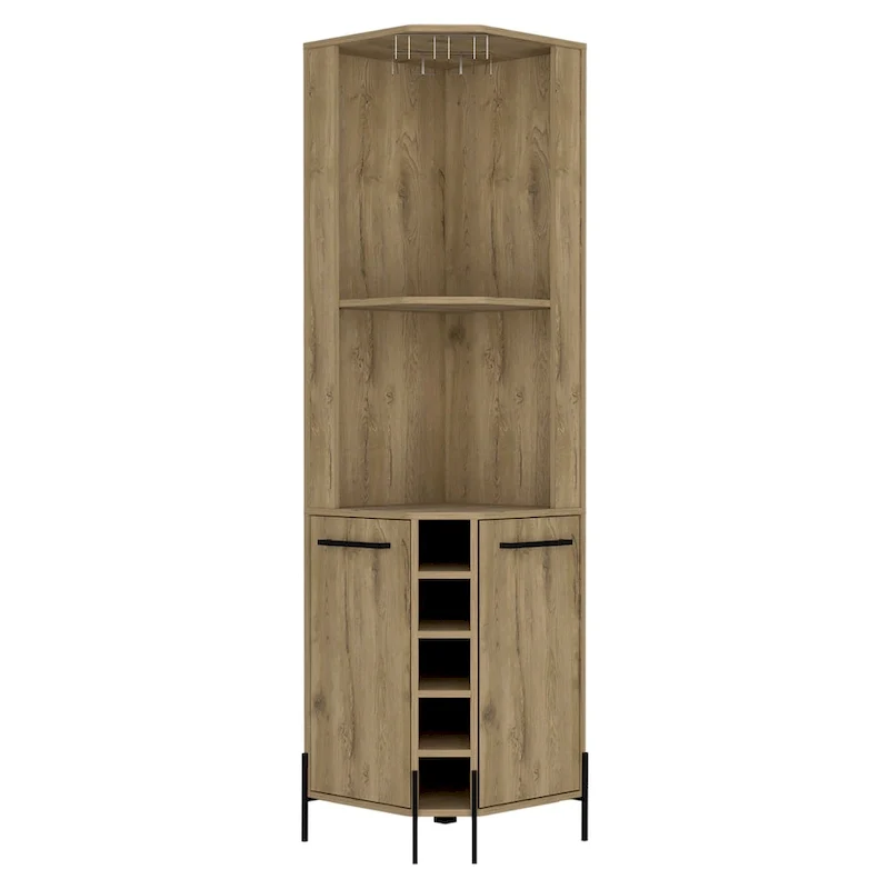Corner Bar Cabinet with Wine Storage and Cabinet Doors