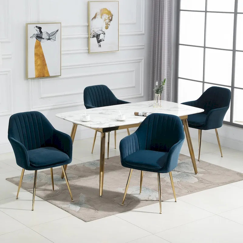 AVAWING Upholstered Velvet Dining Chairs Accent Arm Chairs Set of 4