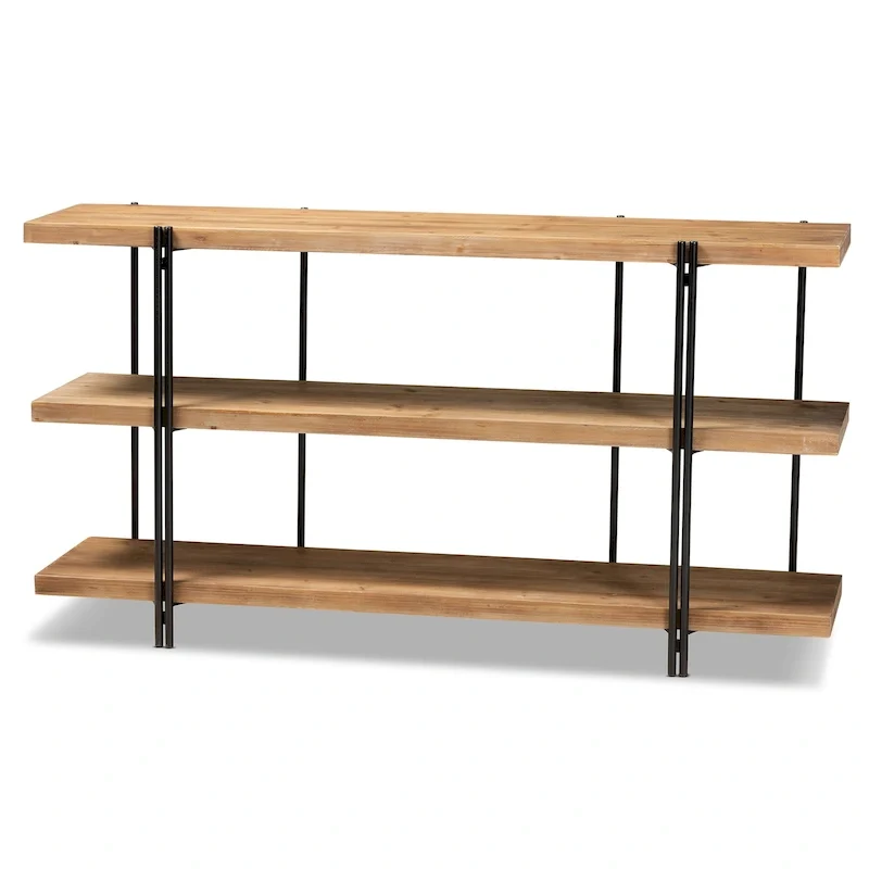 Natural & Black 3-Shelf Console Table, 1-Person Assembly