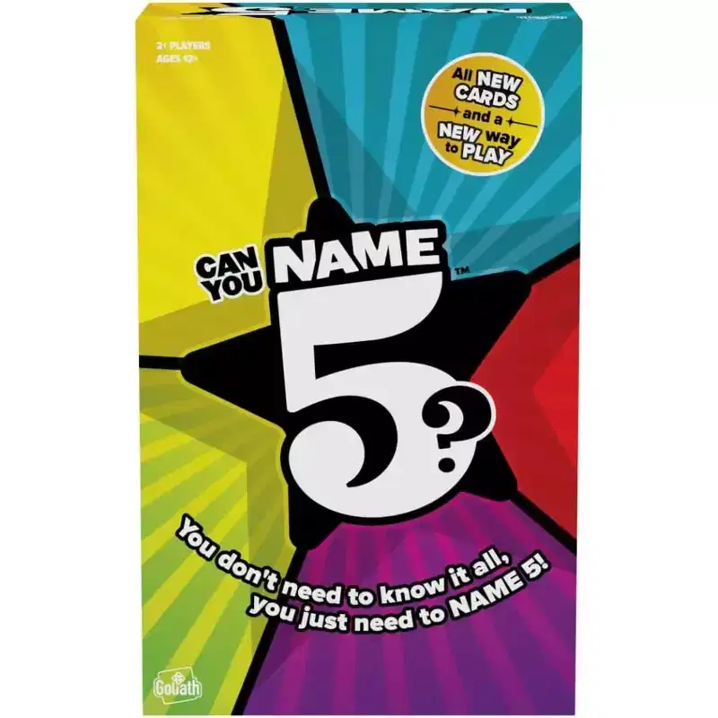 Goliath Name 5 Board Game | Name 5 Things Before Time Runs Out | Party Game, Family Game Night- for 2 or More Players or Teams, Ages 12+