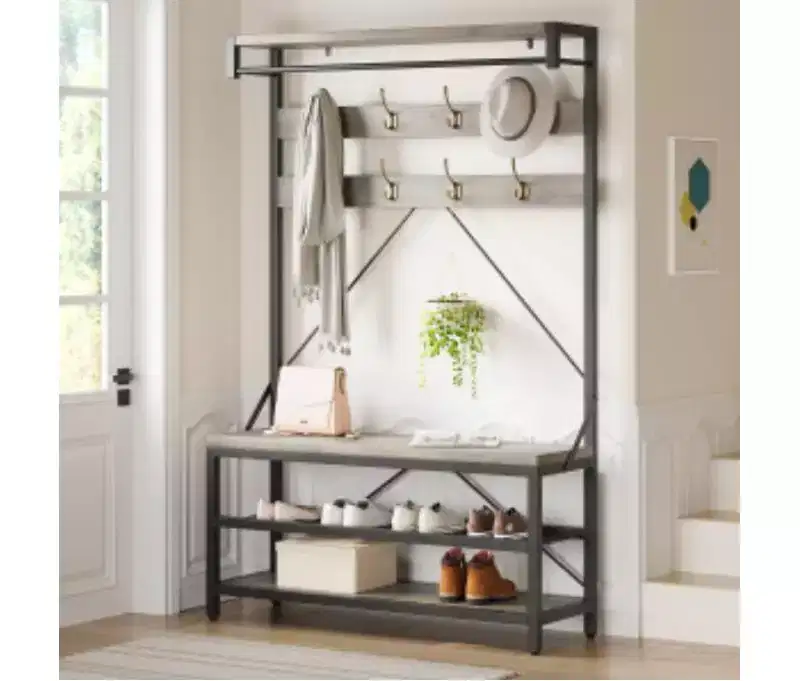 Tree with Shoe Bench, Metal + Particle Board,