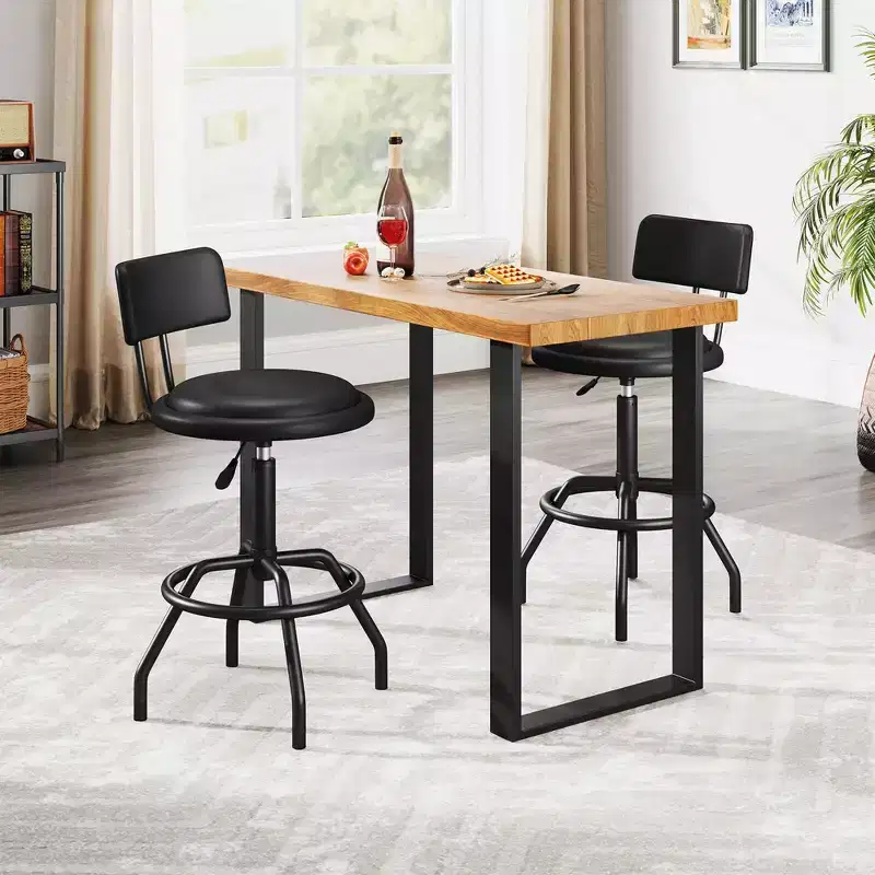 Costway 360 Swivel Counter Height Barstool with Padded Seat & Back Footrest Metal Frame