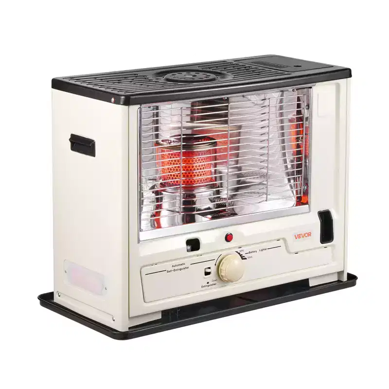 VEVOR 10000 BTU Indoor & Outdoor Kerosene Heater, Portable Space Heater with Auto Shut-Off & Adjustable Flame & Tip-Over, for Home,Beige & Black