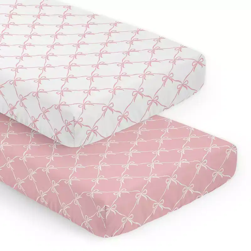 Sweet Jojo Designs Girls Fitted Crib Sheets Set Ballerina and Ballet Bows Pink and White 2pc