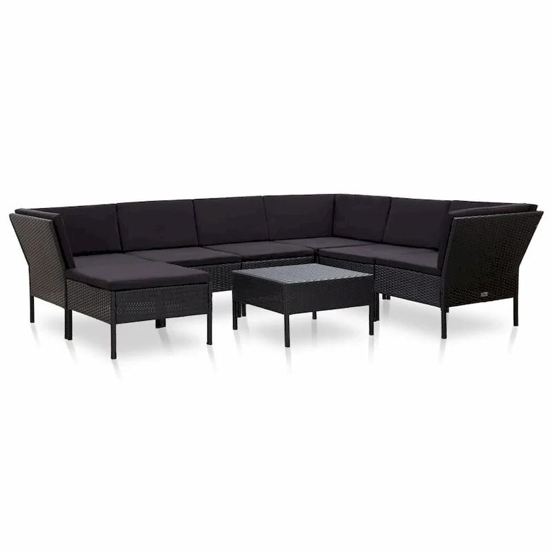 vidaXL Patio Furniture Set 8 Piece Sectional Sofa with Coffee Table Rattan - 23.6 x 23.6 x 13.8