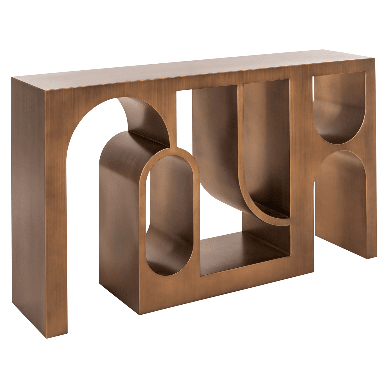 Brushed Gold Geometric Statement Console Table
