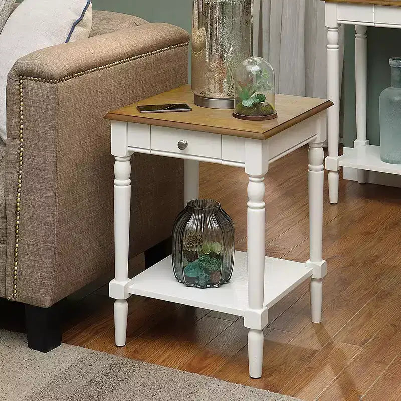 24 Rectangle Wood End Table, White Finish, Accent Side Table for Living Room or Bedroom