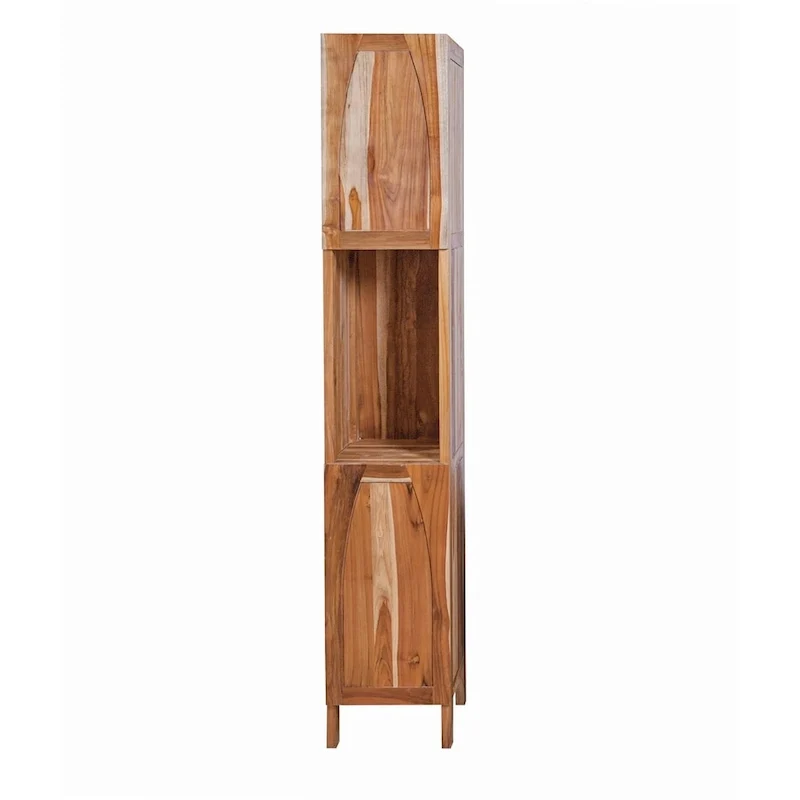 Solid Teak Bathroom Linen Tower Closet in Finish