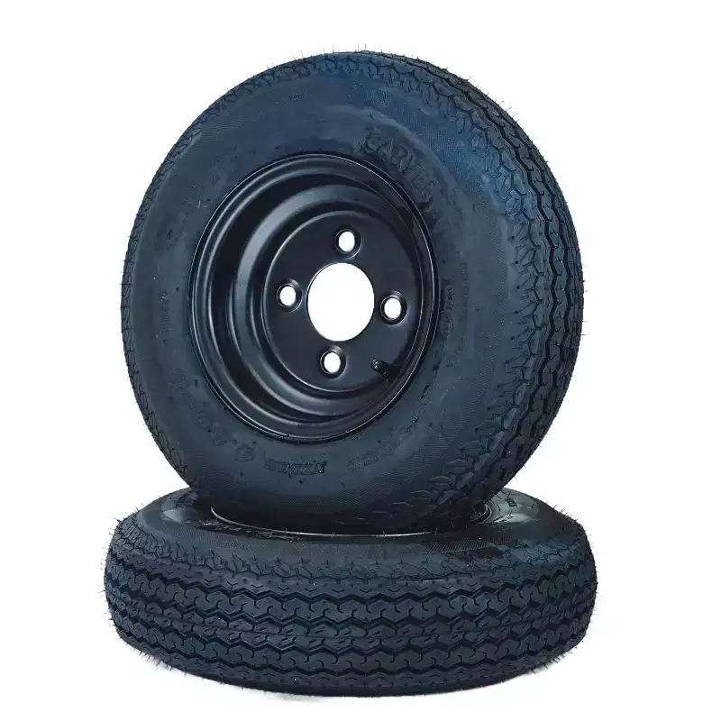 2-Pack Trailer Tire on Rim 4.80-8 480-8 4.80x8 Trailer Tires and 4 Lug on 4 in PCD 8 in Wheels 6PR Black