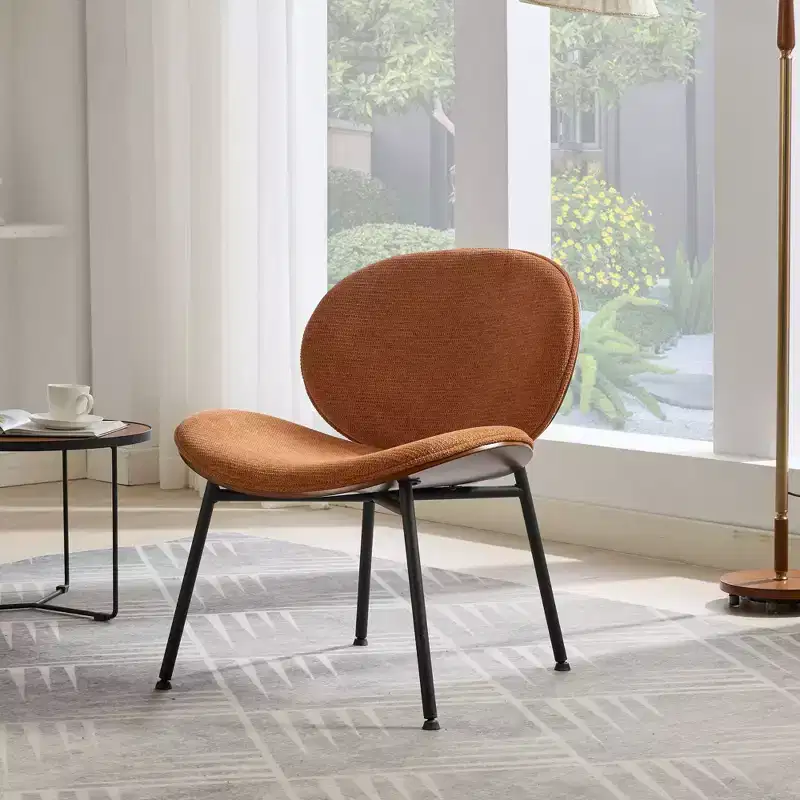 Mid-Century Modern Shell Dining Chair 鈥?Fabric Upholstery, Walnut-Finish Metal Legs, 330 lb Capacity